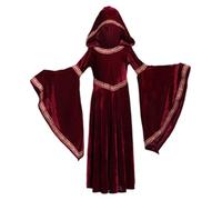 AZIDWERYQ Halloween Costume Women, Medieval Women Red Riding Hood Cape Retro Court Vampire Witch Costume for Halloween Party M Outfits