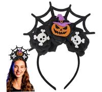 AZIDWERYQ Halloween Headband, Glitter Black Flower Pumpkin Spider Web Hair Loop, Elastic Halloween Hair Accessories for Cosplay and Photo Prop Accessories