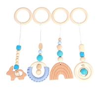 AZIDWERYQ Hanging Toys for Baby Gym 4Pcs 4 Style 11" Wooden Hanging Baby Toys for Play Gym Smooth & Sturdy Developmental Infant Essentials Wooden