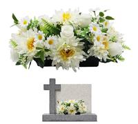 AZIDWERYQ Headstone Flower Saddle 16.5x10x7 Sun-proof and Water-resistant Memorial Artificial Cemetery Flowers for Grave Decorations Tombstones for Graves