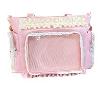 AZIDWERYQ Ita Bag Kawaii Lace Ruffle Nylon Pin Bag with Side & Front Clear Display Adjustable Straps Y2k Cute Handbag for Girls Ita
