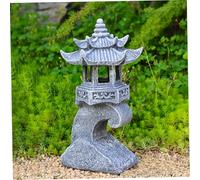 AZIDWERYQ Japanese Pagoda Statues, Resin Solar Pagoda Lantern, 4x6x13 inch Decorative Japanese Stone Lantern for Garden Yard Lawn Balcony Patio Porch