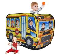 AZIDWERYQ Kids Play Tent Pops-Up Vehicle-Shape Kids Play Tent with Door Flip & Top Opening Car Toddler Playhouse with Wire Frame for Girls Boys (School Car) Indoor