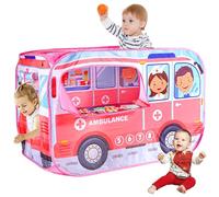 AZIDWERYQ Kids Play Tent Pops-Up Vehicle-Shape Kids Play Tent with Door Flip & Top Opening Car Toddler Playhouse with Wire Frame for Girls Boys (Ambulance) Indoor