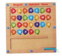 AZIDWERYQ Magnetic Alphabet Maze, 10x10 Matching Game Wooden Magnetic Alphabet Board, Color Sorting Puzzle Game Tracing Board for Preschool Kindergarten, Capital