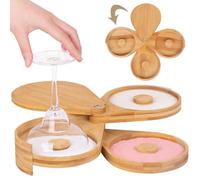 AZIDWERYQ Margarita Salt Rimmer 3-Tier Bamboo Bar Glass Rimmer for Cocktail Seasoning with Sponge-Topped Tray 6 In Inner Dia Sugar and Salt for Martini, Bloody Mary