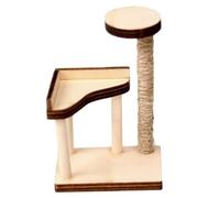 AZIDWERYQ Mini Cat Tree 1:12 Scale Wooden Miniature Cat Tree Tower Model Natrual Ornament Scratching Post Layout Dollhouse Miniatures Accessories Tower