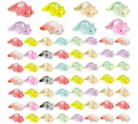 AZIDWERYQ Mini Resin Axolotl, 64PCS Glow in the Dark Tiny Axolotl Figures, 1.2x0.6 Small Resin Animals for DIY Craft Garden Landscape Dollhouse Potted Plants Decor, Random Color Tiny Figures