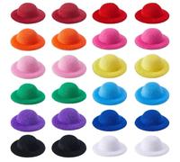 AZIDWERYQ Mini Top Hat 24PCS Colorful DIY-Friendly Decoraive Tiny Top Hat Cute Small Caps for Art Craft Hair Accessories Small