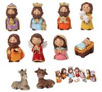 AZIDWERYQ Nativity Set Realistic Nativity Scene with Baby Jesus and Animals Resin Christmas Ornaments Traditional Holiday Decoration for Home Scene