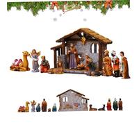 AZIDWERYQ Nativity Set Resin Vivid Traditional Detailed Christmas Nativity Sets 12-Piece Collectible Religious Christmas Decorations for Indoor Tabletop Home Scene