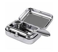 AZIDWERYQ Portable Ashtray, Mini Travel Ashtray Metal Cigarette Pocket Pocket Smoking Ash Tray Cigarette Ash Container with Lid, Odourless for Business Man Travel for Handbag