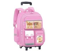 AZIDWERYQ Rolling Backpack with Wheels Large Capacity Capybara Backpack with Retractable Handle Cute Cartoon School Bag Reflective Strap for Kids Girls Student Capybara for School