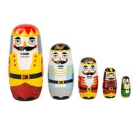 AZIDWERYQ Russian Nesting Dolls, 5PCS Cute Christmas Nutcracker Nesting Dolls, Smooth Wood Russian Doll Toys for Christmas Holiday Decor