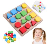 AZIDWERYQ Shape Matching Game, Wooden Puzzles Shape Color Matching Game for Kids, Logic Educational Montessori Toys for Seniors or Kids 3-6 Years Old Boys Girls Color