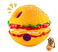 AZIDWERYQ Squeaky Ball for Dogs 5.5Inch Hamburger Shape Interactive Dog Ball Bite-resistant Indestructible Dog Fun Wiggle Toy for Relieve Anxiety, Exercise