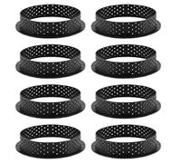 AZIDWERYQ Tart Ring 8Pcs 3.7x0.8 Round Crumpet Rings with Hole Heat-Resistant Non-Stick Easy Release Pie Muffin Cake Ring for Kitchen, Bakery, Dessert, Shop English Muffin