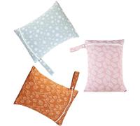 AZIDWERYQ Wet Bag 3Pcs 11x14 Floral Pattern Waterproof Wet Dry Bag with Zipper & Loop Portable Multi-Purpose Travel Bag for Diaper, Beach, Pool, Dirty Clothes, Swimsuits Wet Bags for Travel