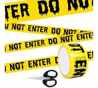 AZIDWJN DO NOT ENTER Tape 1 Pcs, Halloween Decorations Outdoor Caution Tape, Comes with 1 pair of scissors for Suitable for Gardens, Parties, Schools, Offices4.8CM x 25M
