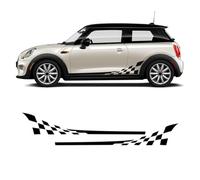AZIKEN 2 Pcs Door Side Stripes Sticker Checkered Skirt Body Decal ，For MINI Cooper S One R56 R57 R50 R52 R53 F55 F56 F57 JCW Accessories