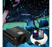 AZIMOM 16W Twinkle & Sound Activate 500pcs*0.03in*9.8ft Fiber Optic Starlight Headliner Kits for Car Home Star Ceiling Sky Decoration, APP& Remote Control Light Engine End Glow Fiber