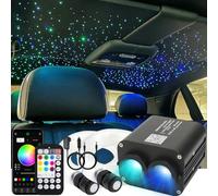 AZIMOM Dual Color 20W Twinkle 900pcs Fiber Optic Starlight Headliner Kits 0.03in 9.8ft Fiber Strands End Glow Sound Activated Remote APP Control RGBW Light Source Home Ceiling Car Headliner Décor