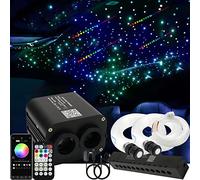AZIMOM Dual Color 20w Twinkle Fiber Optic Starlight Headliner Kits 1200pcs 0.03in 13.1ft, RGB Meteor Shooting Star, Sound Activated Remote APP Control Home Car Ceiling Décor