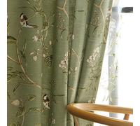 AZIMUZIXI Vintage Birds Patterned Curtains 96 Inch Long,Farmhouse Decorative Patio Door Curtains & Drapes Grommet Light-Filtering Weight Privacy Panels,1 Green Panel W39''x L96''