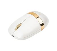 Azio IZO Wireless Optical Mouse - Bluetooth 3.0 & 5.0/2.4G RF-USB, Ambidextrous Design, PixArt PAW3212 Sensor, 1000/1600/2400 DPI, Rechargeable, White & Gold - PC & Mac, White Blossom (IM103)