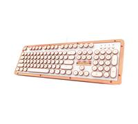 Azio MK-RETRO-L-02-US Retro Classic Posh - USB Luxury Vintage Back lit Mechanical Keyboard (Blue Switch, White Leather, Zinc Alloy Frame) - White/Copper
