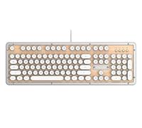 Azio Retro Classic USB (Maple)- Wired Backlit Vintage Maple Wood Mechanical Keyboard for PC (MK-RETRO-W-02-US)