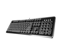 Azio Retro Typewriter-Inspired Mechanical Keyboard Vintage Design w/Modern Features, Tactile & Clicky Blue Switch, N-Key Rollover, USB, 6ft Braided Cable, US/QWERTY Layout-Windows 10 & Newer