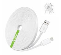 AZJCKEW 33FT USB C Extension Cable for CCTV WiFi Security Camera, Type-C Flat Charging Cord, Waterproof Power Supply Wire Compatible with Blink Mini 2 Blink Outdoor 4 Ring Indoor Cam Furbo 360,White