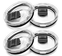 AZJCKEW 4 Pack Magnetic Slider Lids Compatible with 30oz Yeti Rambler, 14oz Mug, 35oz Straw Mug - Spill Proof Replacement Tumbler Lids, BPA-Free, Clear Cover