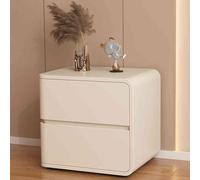 AZJJDP Minimalist Nightstand Furniture Leather Nightstand Bedside Table Room Storage Cabinet Luxury Night Stand with 2 Drawer Bedside Table Left and Right Options Beige Nightstand.(Black,R-50x40x50