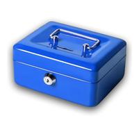 AZK Solutions Metal Money Box with Coin Slot - Money Boxes for Adults/Piggy Banks for Adults, Secure Hard Metal Cash Box with 2 Lock Keys, Perfect for Saving Money or Secure Cash. (Blue, 6 Inches)