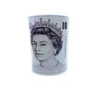 AZK Solutions Money Tin | Cash Box | For Saving Cash & Coins | Multi-Color Design With Pound Notes Printed | (£10 - Ten Pounds, M)