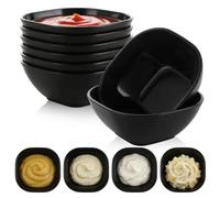 AZKEEGREY 12 Pcs Square Dipping Bowls Mini Plastic Sauce Bowls, Black | Mini Serving Snack Bowls for Sauces, Dessert, Vinegar, Fruit, Dips, Appetizer, Condiment Server, Side Dishes, BBQ Party