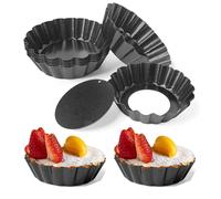 AZKEEGREY 20 Pack Mini Tart Tins 4 Inch Quiche Tins Non Stick Mini Tart Tin Cases Removable Bottoms Mini Quiche Pans with Loose Base Round Pie Tins for Baking, Black