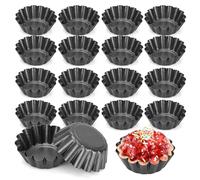 AZKEEGREY 20 Pack Mini Tart Tins 6.5 cm Mini Quiche Dishes Egg Tart Mold Carbon Steel Quiche Tins Non Stick Round Muffin Mould for Baking (Black)