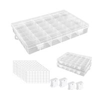 AZKEEGREY 2Pack 36 Grids Plastic Embroidery Floss Storage Box, Cross Stitch Storage Box with 200 Floss Bobbins, 8Sheet Blank Stickers