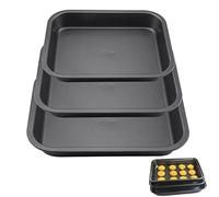 AZKEEGREY 3 Pack Rectangular Baking Tins, Oven Non Stick Roasting Tins, Cake Tin Baking Trays (Dishwasher Safe 30 32 34cm)