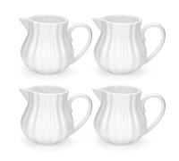 AZKEEGREY 4 PCS Small Ceramic Milk Jugs 200 ml/ 8 oz Porcelain Milk Jug with Handle White Creamer Pitcher Milk Pouring Jugs for Coffee Sauces