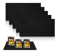AZKEEGREY 5 Pcs Black Bar Mats for Home Pub 12" x 6" Non-Slip Beer Mats Rubber Bar Service Mat Bar Drip Mat for Cocktail Bartender Kitchen Countertop Coffee Table