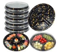 AZKEEGREY 8 Pack Compartment Serving Platter with Lids Round Snack Tray Divided Catering Trays with Lids for Party Food Fruit Appetizers Dip Veggies