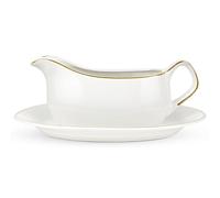 AZKEEGREY Porcelain Gravy Boat with Saucer,Ceramic 400ml Sauce Boat with Tray, Serving Jug with Handle for Kitchen Restaurant, White