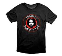 AZKvvKL Charlie Don't Surf Charles Manson T Shirt Black(Medium)
