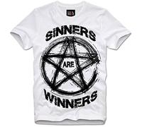 AZKvvKL T-Shirt Sinners are Winners Pentagram Baphomet Satan Satanism Satanismus(Large)