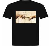 AZKvvKL Unisex T-Shirt-Creation of adam Michelangelo The Creation of Adams Art Black(Medium)