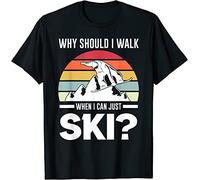 AZKvvKL why Should I Walk When I can just ski ski Poles T-Shirt Black(Large)